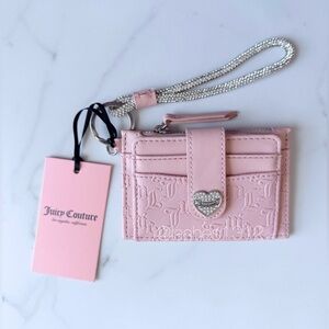 JUICY COUTURE Wallet Bracelet Tab Card Case with Crystal Strap - Pink